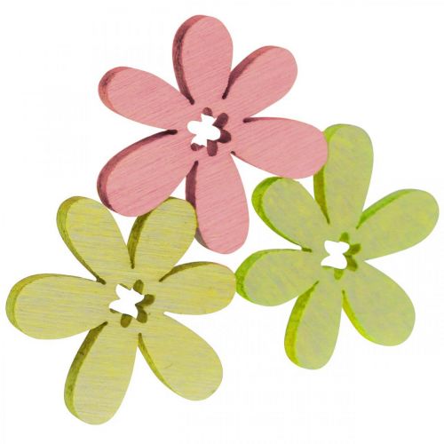 Floristik24 Flores de madeira dispersão decoração flores madeira amarelo/rosa/verde Ø2cm 144p