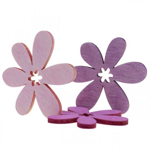 Itens Flores de madeira decoração dispersa flores madeira roxa/violeta/rosa Ø4cm 72 un