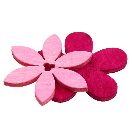Floristik24 Flores de madeira 4cm rosa asst. 72 peças