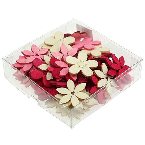 Floristik24 Flores de madeira 4cm rosa asst. 72 peças