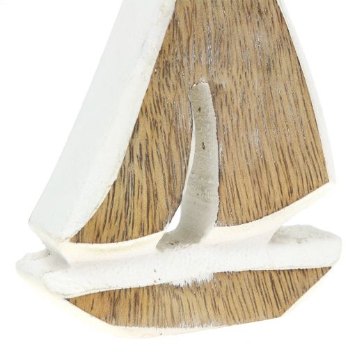 Floristik24 Barco Deco feito de madeira de manga, branca, 10,5cm x 8,5cm