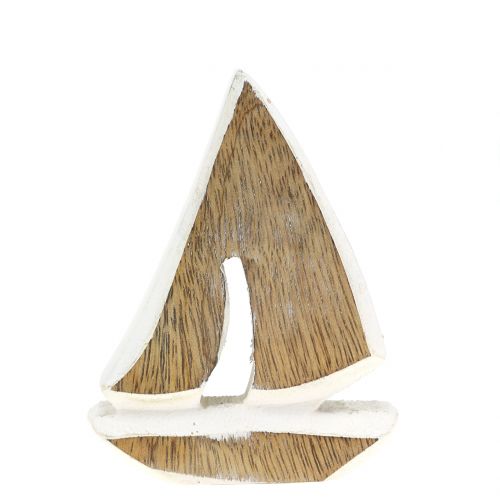 Floristik24 Barco Deco feito de madeira de manga, branca, 10,5cm x 8,5cm