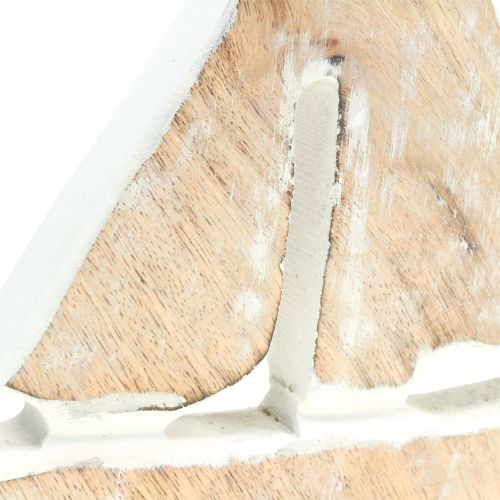 Floristik24 Barco Deco feito de madeira de manga, natural, branco 21cm x 18cm