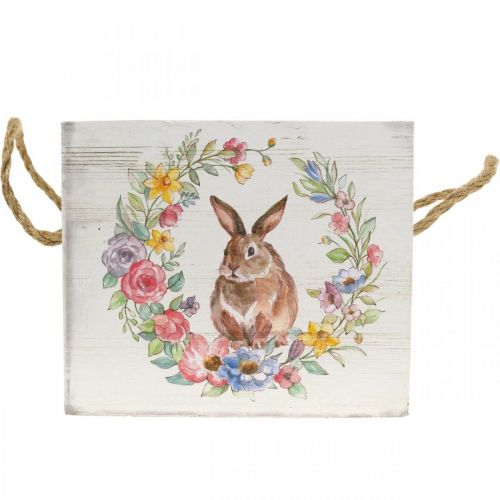 Floristik24 Plantador decoelho de madeira gasto plantador de coelho branco 12×14×14cm