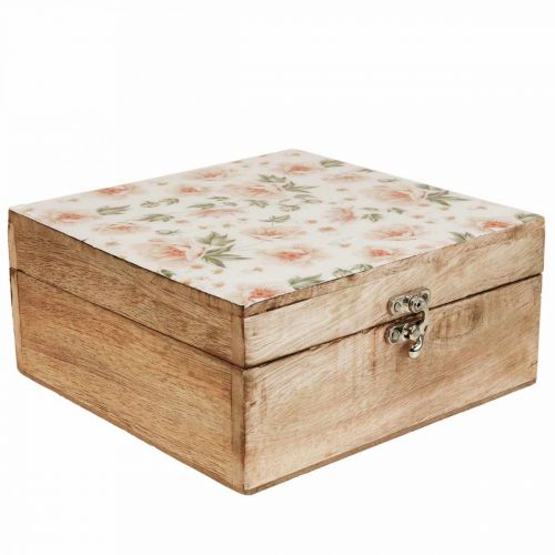 Caixa de madeira com tampa caixa de joias caixa de madeira 20×20×9,5cm