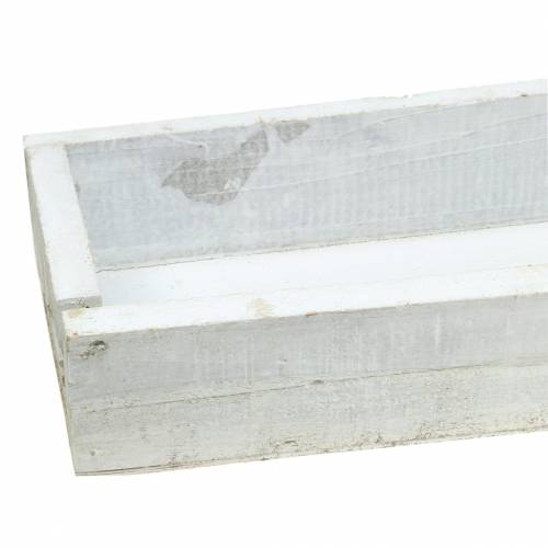 Floristik24 Bandeja de madeira lavada a branco 55,5×15,5cm A7cm