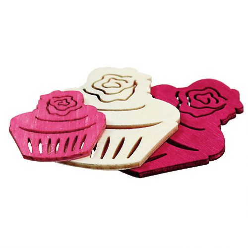 Itens Cupcakes de madeira decoração de mesa cores pastel muffins decoração de aniversário 24 peças