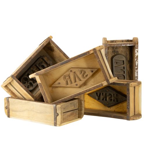 Itens Decoração de madeira vintage em formato de tijolo marrom, ferrugem 31×14,5cm H9cm