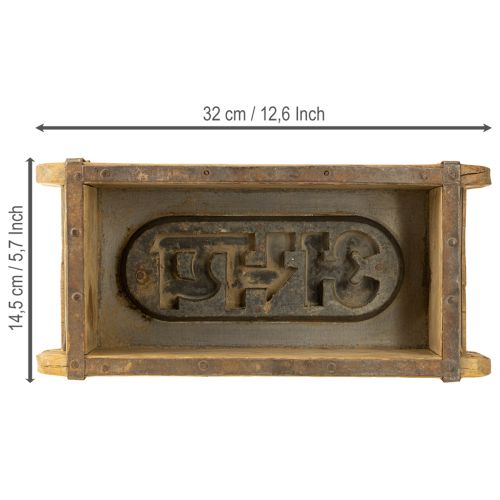 Itens Decoração de madeira vintage em formato de tijolo marrom, ferrugem 31×14,5cm H9cm