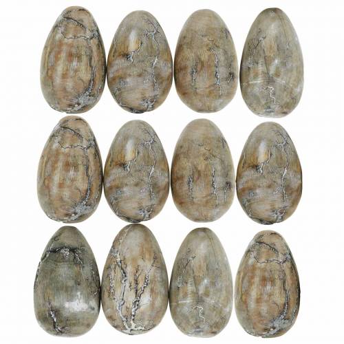 Floristik24 Ovo de galinha Deco, ovos de páscoa feitos de madeira de mangueira natural 12 peças