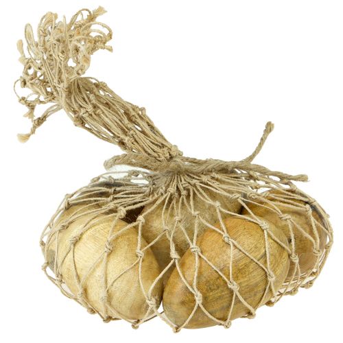 Itens Ovos de madeira madeira de manga em rede de juta decoração de Páscoa natural 7-8cm 6 peças