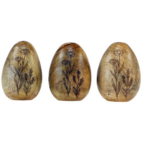 Itens Ovos de madeira madeira de manga natural Ovos de Páscoa feitos de madeira decoração floral Alt.10cm 3 unidades