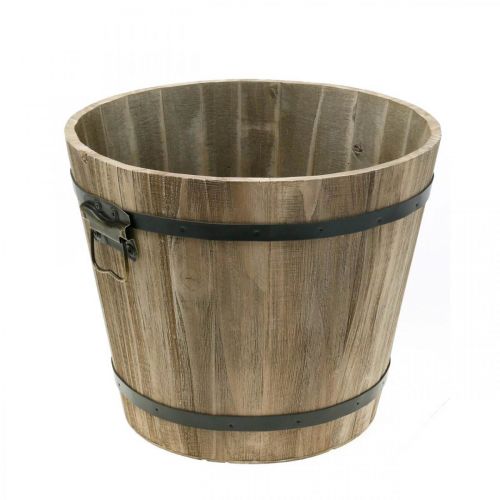 Floristik24 Plantador de balde de madeira estilo casa de campo com alças Ø30cm