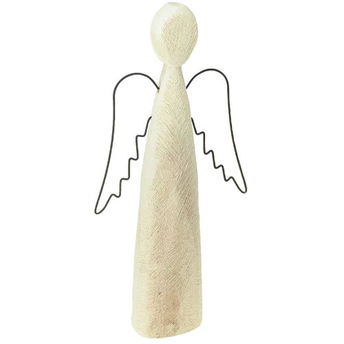 Anjo de madeira natural anjo da guarda figura de madeira moderno H27,5cm