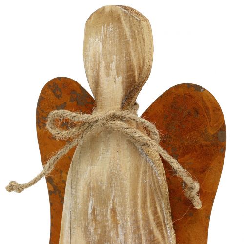 Itens Anjo de madeira com asas de ferrugem 38x13,5cm