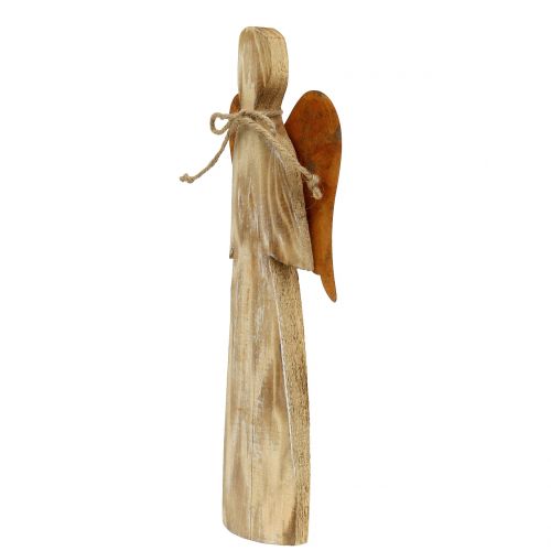 Floristik24 Anjo de madeira com asas de ferrugem 38x13,5cm