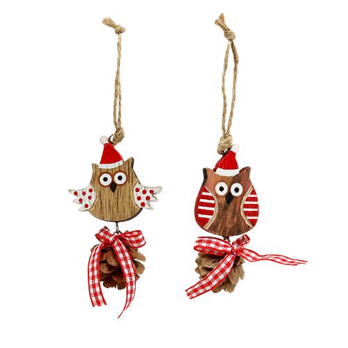 Floristik24 Figura coruja de madeira com cones 8cm nature 10pcs