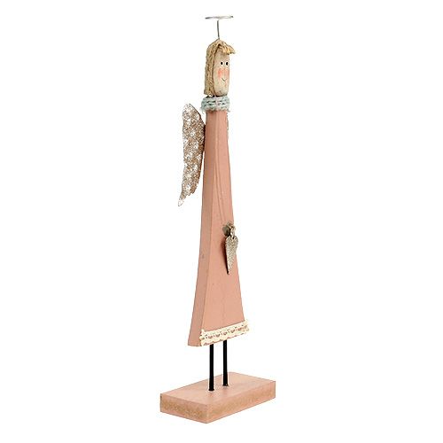 Floristik24 Figura de madeira anjo rosa 26cm