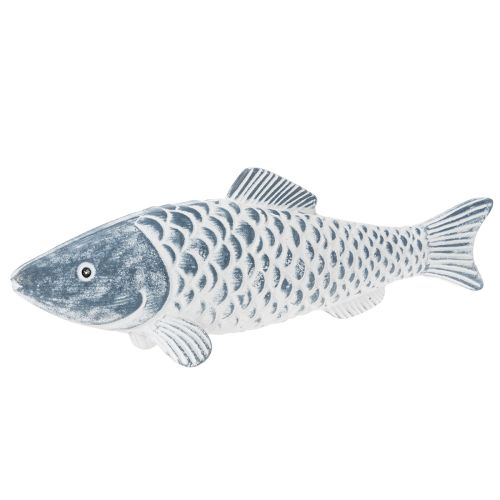 Peixe de madeira azul e branco, decoração de peixe, farinha de madeira, 35 cm, 1 peça comprar | Floristik24.pt
