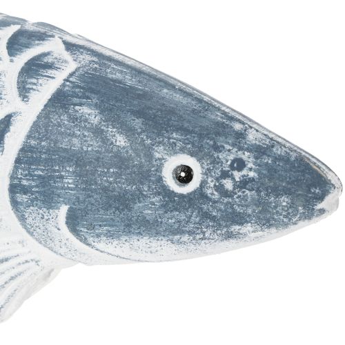 Peixe de madeira azul e branco, decoração de peixe, farinha de madeira, 35 cm, 1 peça | Floristik24.pt