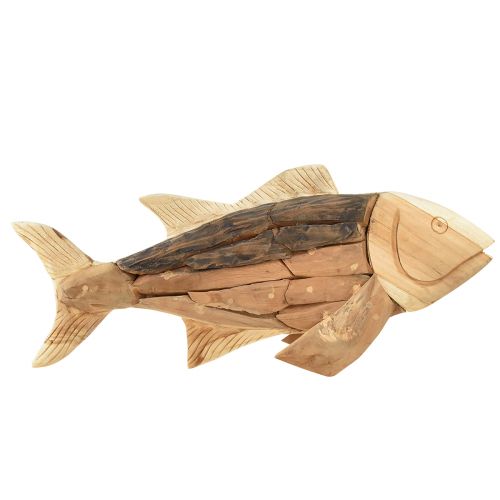 Floristik24 Peixe de madeira decoração de madeira de teca decoração de mesa de peixe madeira 63cm