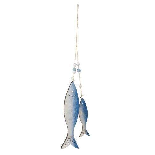 Floristik24 Cabides decorativos de madeira para peixes peixe azul branco 11,5/20cm conjunto de 2