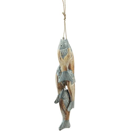 Itens Cabide de peixe cinza prateado de madeira com 5 peixes madeira 15cm