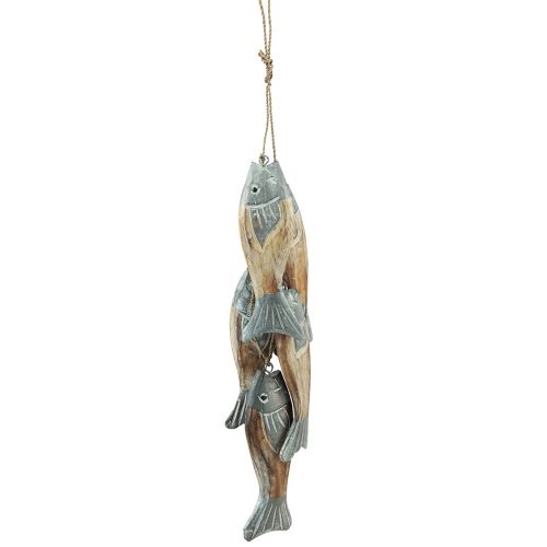 Floristik24 Cabide de peixe cinza prateado de madeira com 5 peixes madeira 15cm