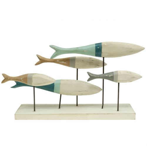 Peixe de madeira em um suporte 34cm x 16cm x 7,5cm