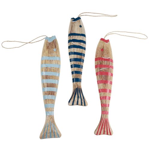 Floristik24 Peixe de madeira para pendurar decoração de peixe madeira 29cm colorido 3 peças
