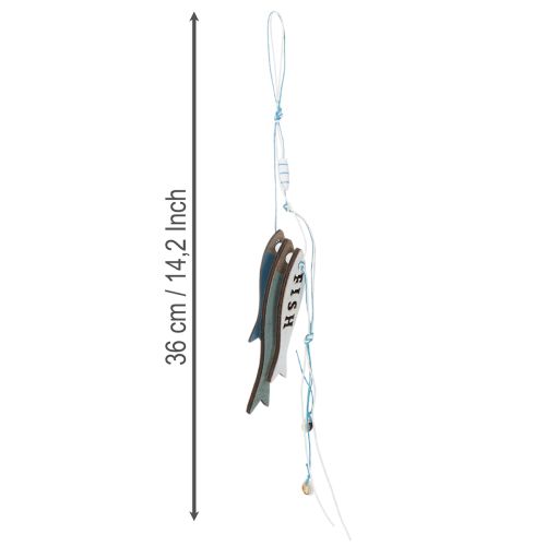 Enfeites de peixe de madeira para pendurar, azuis, 36 cm, conjunto de 4 peças. | Floristik24.pt