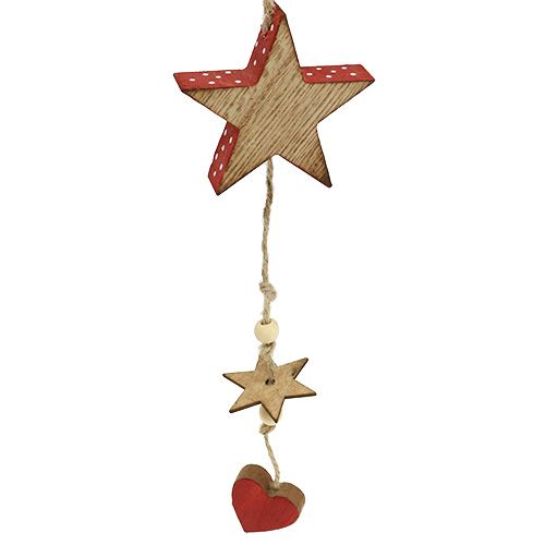 Floristik24 Cabide de madeira estrela e anjo natural / vermelho 48 cm 4 unidades