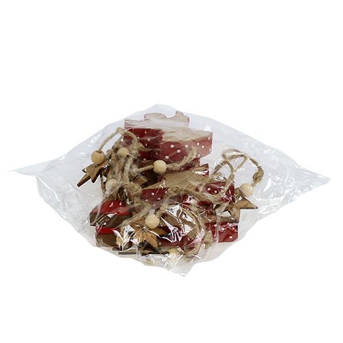 Floristik24 Cabide de madeira estrela e anjo natural / vermelho 48 cm 4 unidades