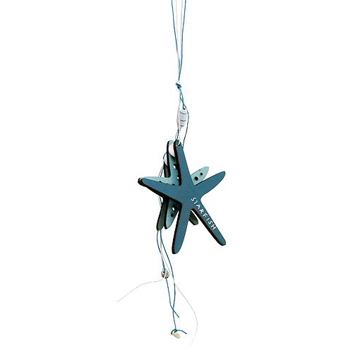 Cabide de madeira estrela do mar azul 36cm 4pcs