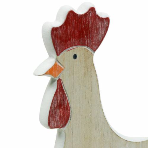 Floristik24 Galo de madeira com cesto, decoração de Páscoa, figura de madeira para plantar, decoração de primavera, frango decorativo