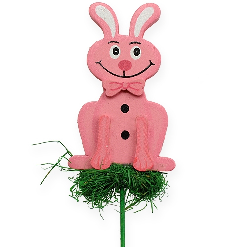 Floristik24 Coelho plug de madeira em uma vara 7cm 24pcs