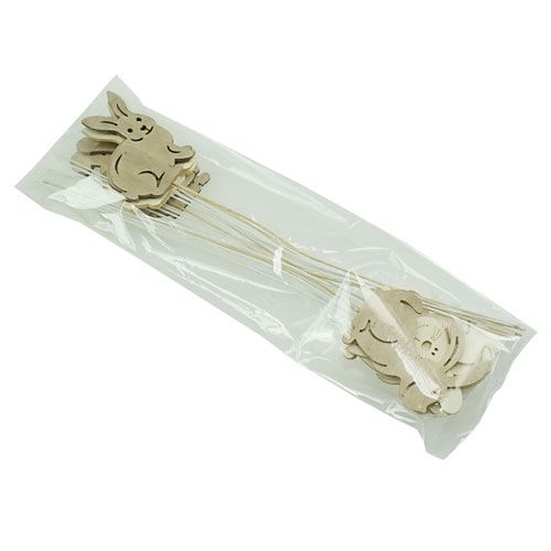 Floristik24 Coelhinhos de madeira com arame tipo natural. 6cmx8cm L31cm 18 peças