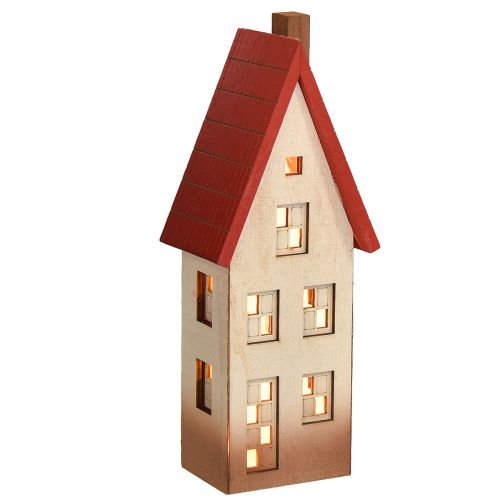 Itens Luz de decoração de casa de madeira natural vermelha para bateria 8,5×6,5×22cm