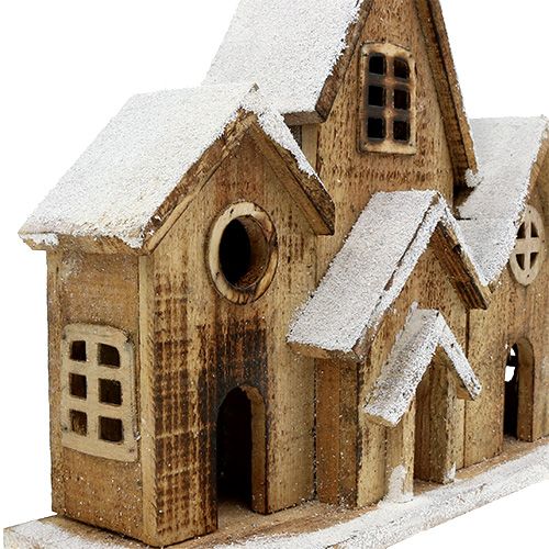 Floristik24 Casa de madeira com iluminação LED 34cm x 30cm natural, branco