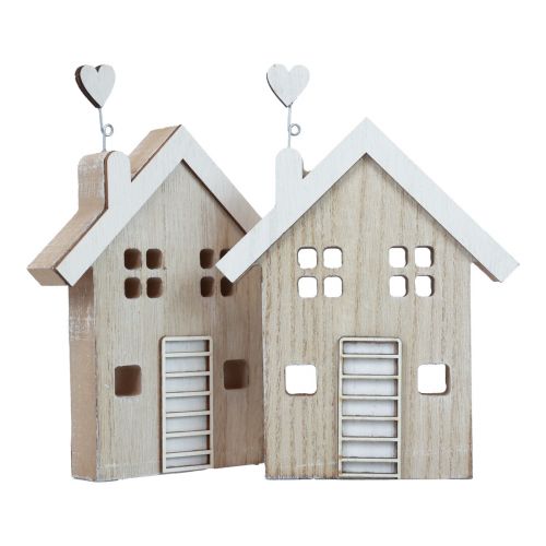 Suporte de mesa decorativo para casa de madeira madeira 20 cm 2 unidades
