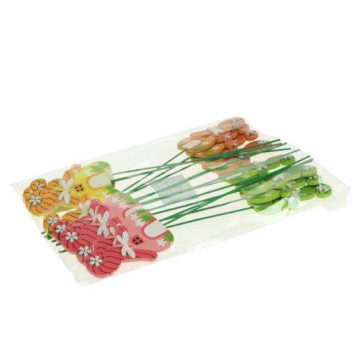 Floristik24 Plugues de flores para casa de gnomo com bastão cores sortidas 5×9cm 16 un