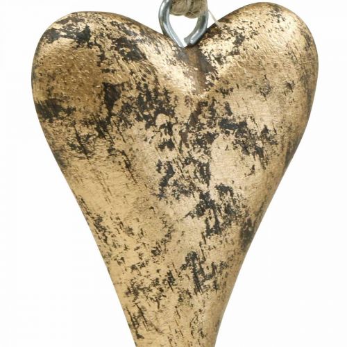 Floristik24 Efeito de coração de madeira dourado, Dia dos Namorados, decoração de casamento 10 × 7cm
