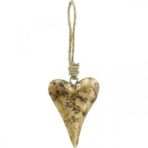 Floristik24 Efeito de coração de madeira dourado, Dia dos Namorados, decoração de casamento 10 × 7cm