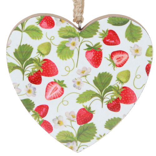 Itens Coração decorativo com motivo de morango – pingente de madeira de verão para decoração de casa de campo 10cmx10cm 4 peças