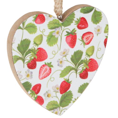 Itens Coração decorativo com motivo de morango – pingente de madeira de verão para decoração de casa de campo 10cmx10cm 4 peças