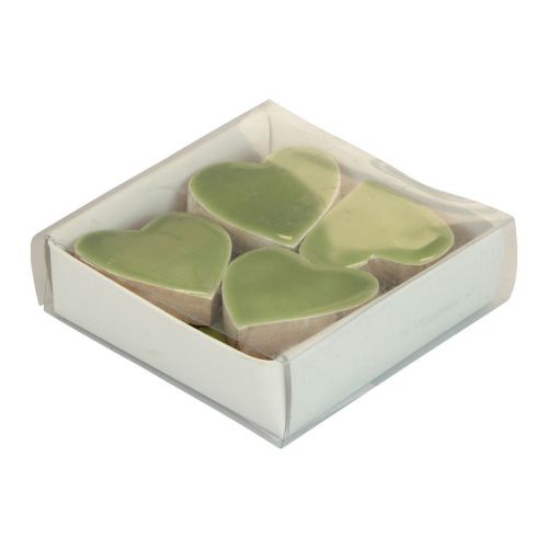 Floristik24 Corações de madeira corações decorativos madeira verde claro efeito brilhante 4,5 cm 8 unidades