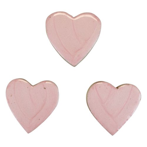 Itens Corações de madeira decorativos corações luz rosa brilhante decoração de mesa 4,5 cm 8 unidades