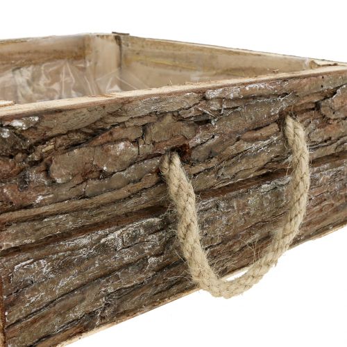 Floristik24 Caixa de madeira natural com alças de corda 25x25cm A9cm