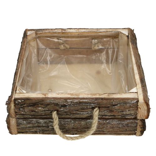 Floristik24 Caixa de madeira natural com alças de corda 25x25cm A9cm