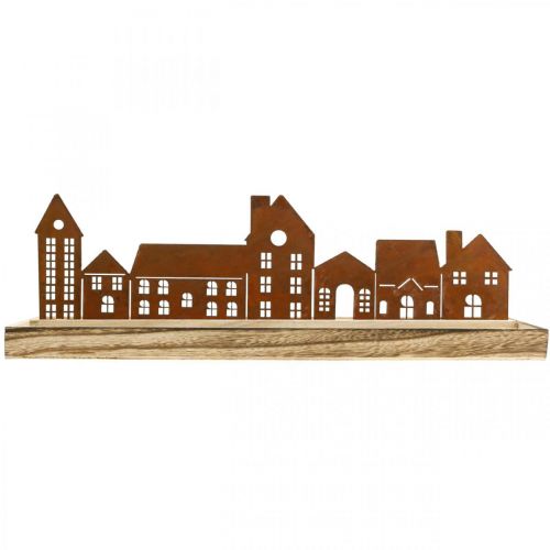 Floristik24 Bandeja decorativa de madeira retangular com casas de pátina 50×17cm